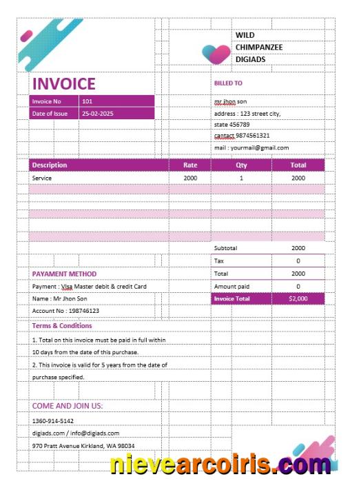 Digital Advertising Agency Invoice